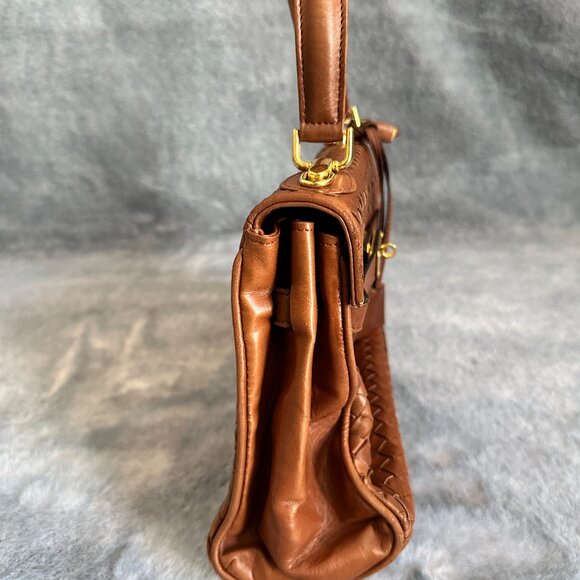 Marforio Venezia Brown Leather Weaved Satchel - Picture 2 of 9